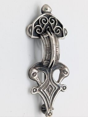 Vintage KOPI 925 Sterling Silver Norway Viking Brooch Pin